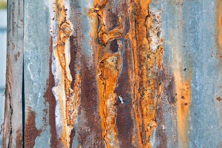Old zinc sheets texture background, rusty on galvanized metal surface.