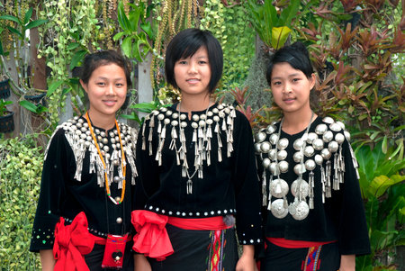 BANGKOK, THAILAND - JANUARY 5 , 2010 : An unidentified Kachin  young female in traditional dresses...