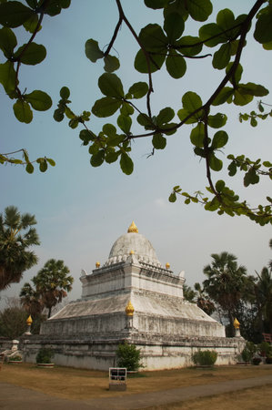 The Lotus Stupa also known as "That Pathum" is one of the unique features of Wat Wisounrat is the Watermelon Stupa, known as That Makmo. which is a circular. Located at Laos.の写真素材