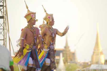 Unidentified of Classical Thai Monohra is a type of dance drama perform a tourist show. At the Thai fair in the 232nd year of Rattanakosin city under Royal Benevolence in Bangkok,のeditorial素材