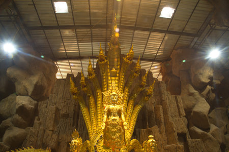Golden buddha statue in the temple, Chiang Mai, Thailandの写真素材