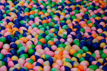 Colorful candies in a children's playroom. Close up