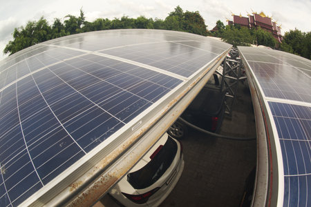 Solar panels on the roof of Parking.