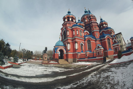 Architecture of Kazan Church an iconic Orthodox church in the city of Irkutsk. Cathedral of the...