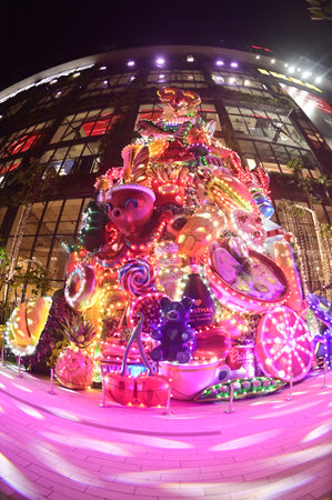 Light ,gift ,animal and frouits decorate beautiful on Christmas Tree Celebration 2026 at Emsphere Department store for Christmas day and Happy New Year event in Bangkok.のeditorial素材