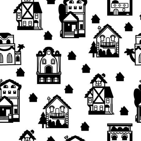 Seamless pattern with housesのイラスト素材