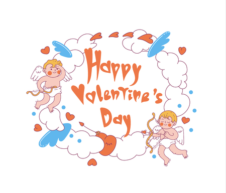 Happy Valentine's day. Vector colored illustration. Can used for design greeting cards, banners, posters and prints.のイラスト素材