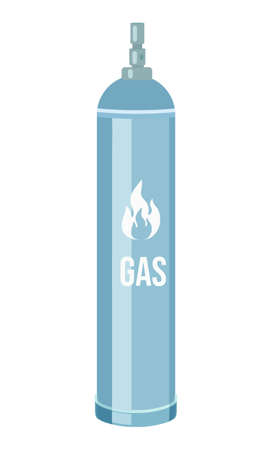 Gas cylinder vector tank. Propane bottle icon container. Oxygen gas cylinder canister fuel storage. Balloon with flammable sign. Oil fuel metal safety. Safe butane and propane, oxygen equipmentのイラスト素材