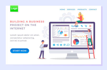 Web analytics information and development website statistic. Web CMS analysis measure, product testing technology, big data analytics. Dashboard site seo optimization. Digital marketing reports, flatのイラスト素材