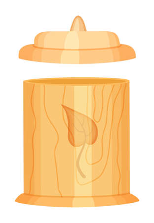 Wooden bulk container with cap, eco friendly design, zero waste conception, green life, reusable, organic materials, ecology, protect enviroment, natural, no plastic, sustainable, wood bambooのイラスト素材