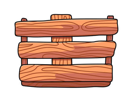 Wooden box with horizontal planks in cartoon style isolated at white background. Recycling, natural, organical material. Eco friendly concept. Bamboo box in eco style. Icon for websites or appsのイラスト素材