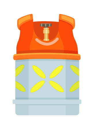 Gas cylinder vector tank. Propane bottle icon container. Oxygen gas cylinder canister fuel storage. Balloon with flammable sign. Oil fuel metal safety. Safe butane and propane, oxygen equipmentのイラスト素材
