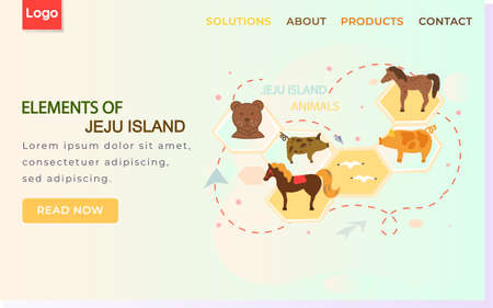 Welcome to Jeju island in South Korea, traditional landmarks, symbols, popular place for visiting tourists, jeju animals travel concept. Korean land with traditional attractionsのイラスト素材