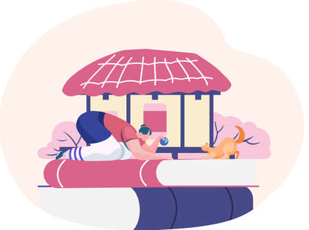 Wellcom to Jeju island in South Korea, traditional elements. Attraction landmarks of Jejuのイラスト素材