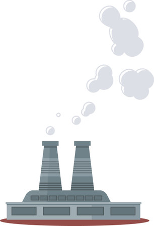 Factory with smoking pipes processing plant, cement enterprise. Industrial pollution conceptのイラスト素材