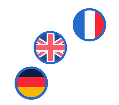 Symbols of Great Britain, Germany and France. National flags of influential countries in Europeのイラスト素材