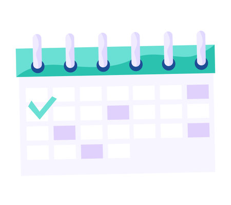 Reversible calendar for hanging on wall and setting date. Daily routine planner with check mark signのイラスト素材