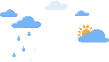 Sky with clouds, rain and sun at same time. Climate change and weather on planet earth conceptのイラスト素材