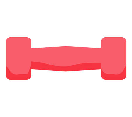 Pink rubber dumbbell for sports isolated on white background. Sports equipment for training in gym. Aerobic and workout exercising tool vector illustration. Lightweight dumbbell for doing exercisesのイラスト素材