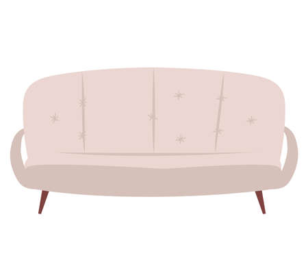 Sofa and couch brown colorful cartoon illustration vector. Sofa leisure furniture. Comfortable lounge for interior design isolated on white background. Modern model of settee icon. Luxury divanのイラスト素材