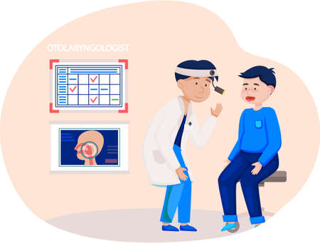Otolaryngologist doctor with nose, ear and throat or ENT diagnostic and treatment instruments....