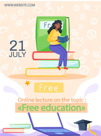 E-learning platform and online courses on laptop and smartphone, innovative education concept. Free lecture, students study by webinar training with video session, tutorial podcast vector bannerのイラスト素材