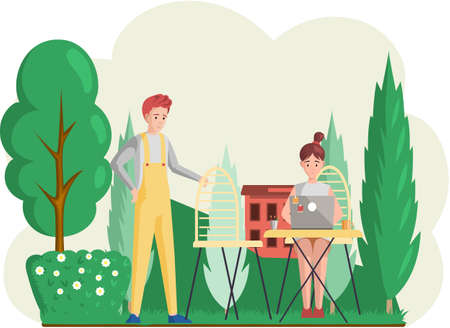 Working people. Office staff, work and communication. Head and subordinates. Various workers, managers team. Business employees on workspace. Office workers. Co-workers. Colleagues project teamworkのイラスト素材