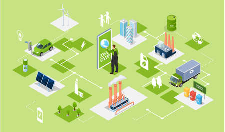 Green energy sustainable development, environmental and ecology protection concept. Integration of...
