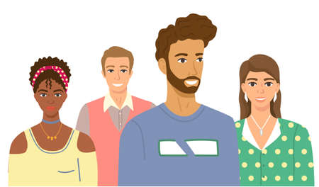 Multiethnic group of people standing together community and togetherness concept, diversity...