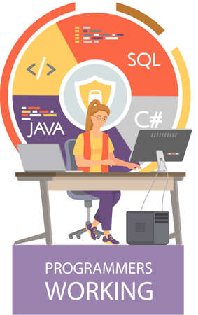 Programmer engineering and coding. Programmer working on code for web app development on computer....