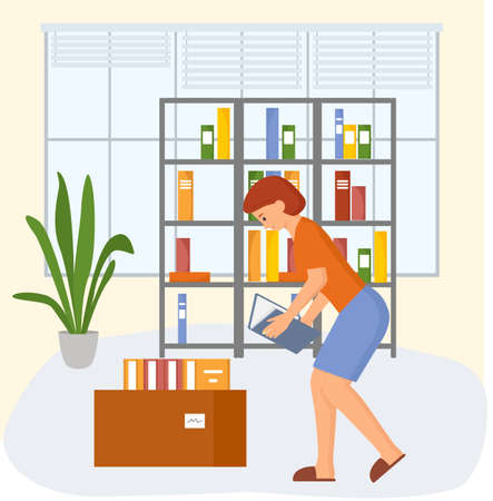 Young woman reading book, studying at home, book lovers hobby. Student resting with book, female character is fond of literature, enjoys reading, gets educationのイラスト素材