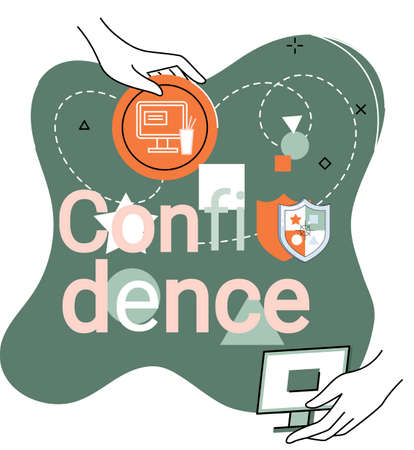 Confidence concept. Person has private conversation metaphor. Confidential communication. Trust property, reassuring partnerships, conviction. Protection of intellectual property. Confidential dataのイラスト素材