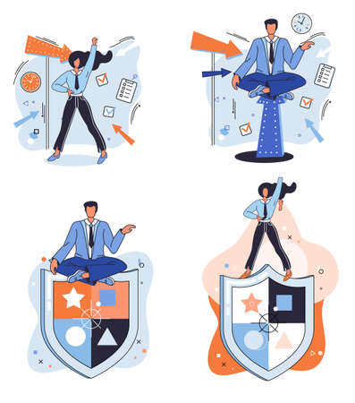 Confidence concept. Person has private conversation metaphor. Confidential communication. Trust property, reassuring partnerships, conviction. Protection of intellectual property. Confidential dataのイラスト素材