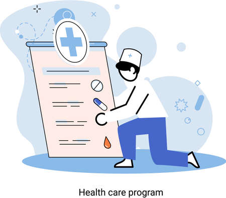 Online medical services mobile application, consultation and prescription medicine professional doctor connecting and giving consultation for patient, telemedicine concept, health care programのイラスト素材