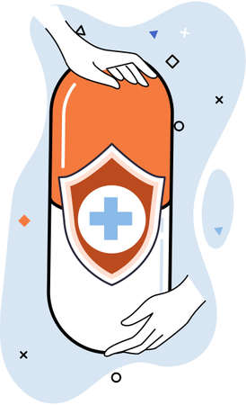 Mobile medicine mhealth online doctor, online medical services, health care program, talk to doctor from anywhere. Smartphone with medical application. Digital health and medical consultation metaphorのイラスト素材