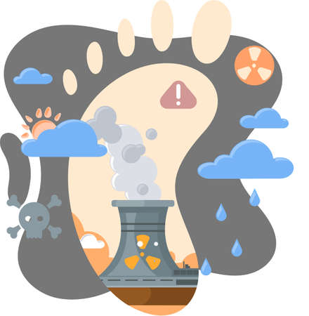 Record high levels carbon dioxide CO2 atmosphere. Industrial emissions affect changes in carbon dioxide concentration. Causes of climate change on planet. Problems of environment and ecology metaphorのイラスト素材