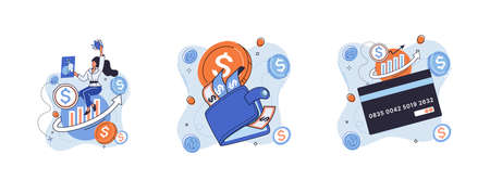 Online banking metaphor, financial consulting, saving account. Mobile payment, cash transactions....