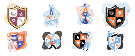 Confidence concept. Person has private conversation metaphor. Confidential communication. Trust property, reassuring partnerships, conviction. Protection of intellectual property. Confidential dataのイラスト素材