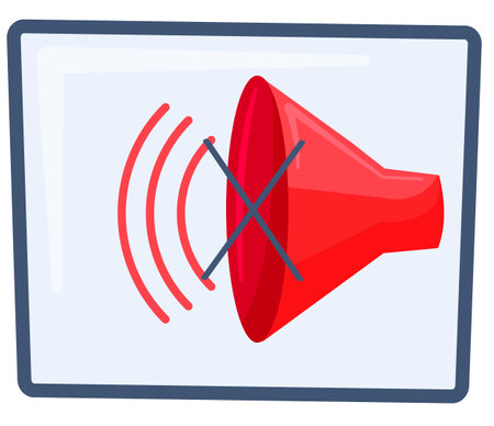 Forbidden sign with loudspeaker glyph vector flat icon. Indicating signal to noise ban. Warning icon with red speaker with prohibition sign. Silence, mute. illustration. You can not make noiseのイラスト素材