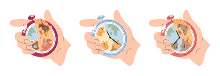 Climate change concept. Global warming metaphor. Nature environment danger, energy business industr, climate change saving planet, air pollution. Temperature rising animal extinction. Environment Dayのイラスト素材