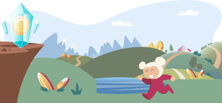 Play to earn games created on basis of blockchain project with elements of NFT, main purpose of earning. Player earn money by playing. Virtual character development business. Cryptocurrency game.のイラスト素材