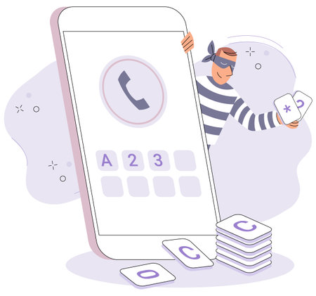 Concept of hacker attack, smartphone hack, cybercrime, fraud investigation, internet phishing attack, evil win, personal privacy data protection, hacking and stealing email and money with tiny peopleのイラスト素材