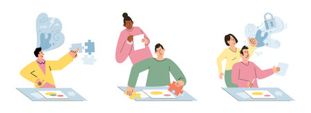 Private psychology, psychotherapy help concept. Psychologist assistant service, support therapy set....