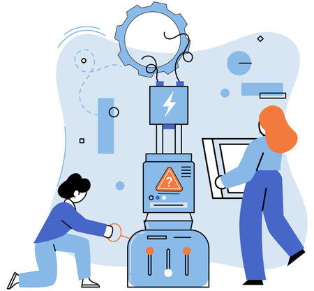 Team solving problems Solve business problem, cooperation or collaboration in company to achieve business success concept Working problem Appearance of an idea Focus group concept with people scene inのイラスト素材