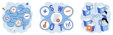 Analysis tool. Business intelligence. Vector illustration Effective planning is necessary for achieving business objectives Vectors are used in illustrations and graphic design Illustrations enhanceのイラスト素材