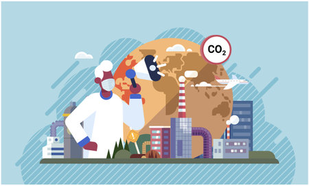 Industrial pollution. Dirty waste. Environmental pollution. Vector illustration. Industrial...