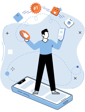 Application testing metaphor. Vector illustration. App test, boot camp training for app before it gets released Software testing, tool that polishes raw edges of code Application testing, refiningのイラスト素材