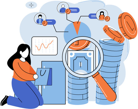 Business development. Vector illustration. Finance is essential for global economy Banking institutions play critical role in economic stability Marketing strategies influence consumer behaviorのイラスト素材