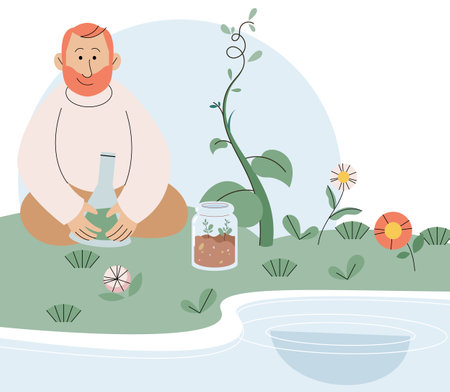 Nature science. Vector illustration. The study biology provides insights into intricate workings natural world Nature science concepts provide framework for understanding complexity ecosystemsのイラスト素材