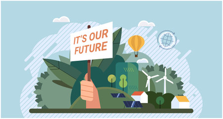 Climate change. Save the planet. Vector illustration Choose renewable resources to reduce environmental impact and fight climate change Celebrate World Environment Day by supporting policiesのイラスト素材